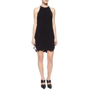 A.L.C. ALC Womens Size 8 Alexis‎ Dress Lined Black Scallop Hem Halter Neck